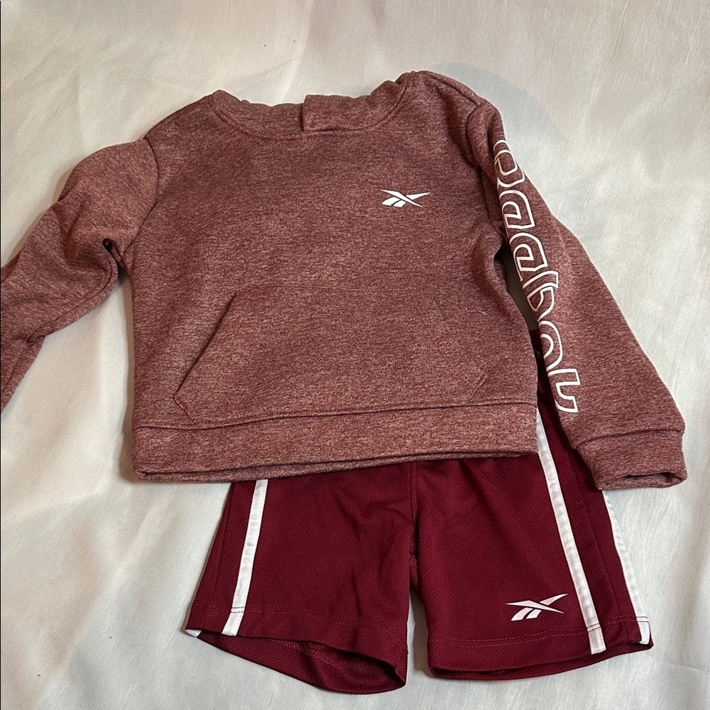Reebok Maroon Sweatshirt and Shorts 4-5y